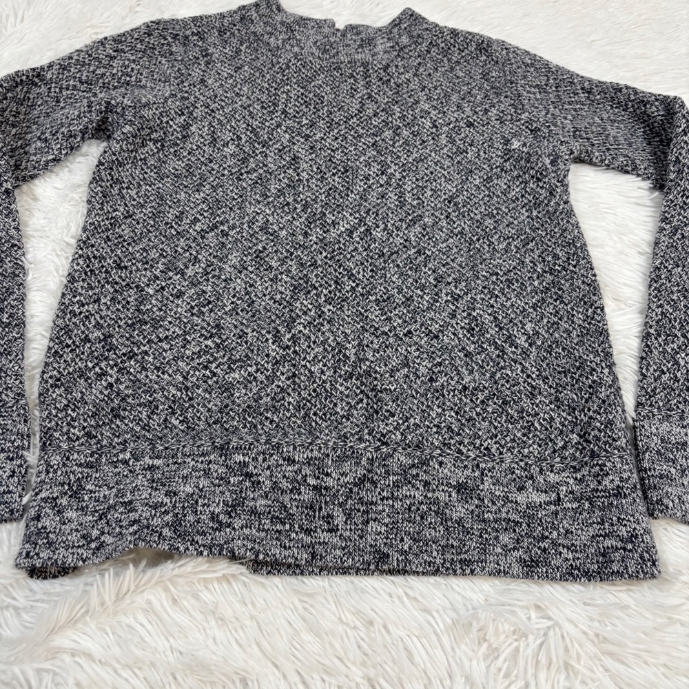 LOFT Navy and White Marled Knit crew neck Sweater long sleeve - Picture 2 of 10